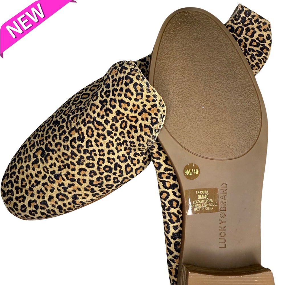 NWOT Lucky Brand Leopard Brown Cut-Out Side Cahill Round Toe Flats Size 9 - Picture 4 of 5